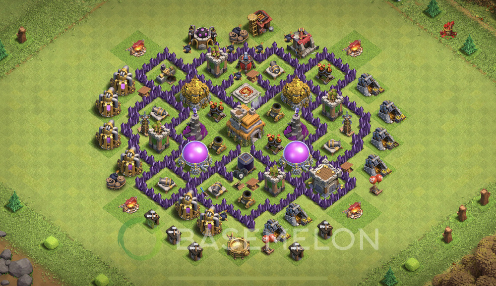 Town Hall Level 7 Trophy/Defense Base Design 2025, Anti 3 Stars, Hybrid, Layout #1170