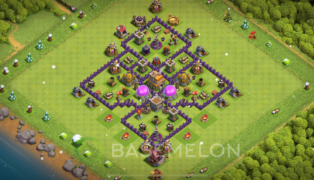 Town Hall Level 7 Farm Base Design 2025, Anti 2 Stars, Hybrid, Layout #1188