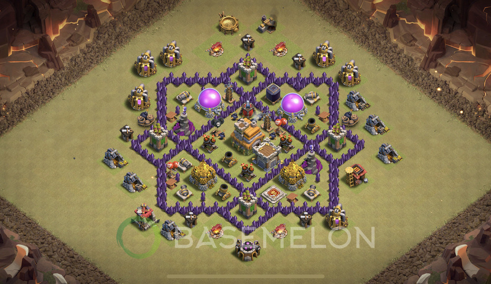 Town Hall Level 7 War Base Design 2025, Anti 2 Stars, Anti Air, Layout #1199