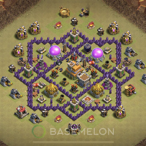 Town Hall Level 7 War Base Design 2025, Anti 2 Stars, Anti Air, Layout #1199