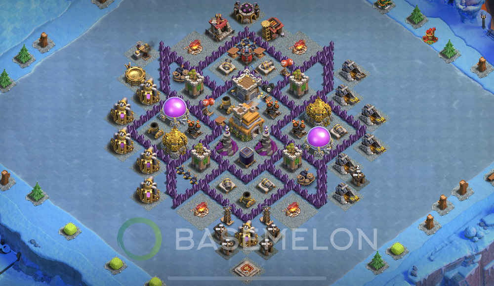 Town Hall Level 7 Trophy/Defense Base Design 2025, Anti Everything, Hybrid, Layout #1331