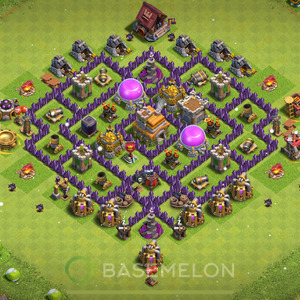 Town Hall Level 7 Trophy/Defense Base Design 2025, Anti Everything, Hybrid, Layout #1340