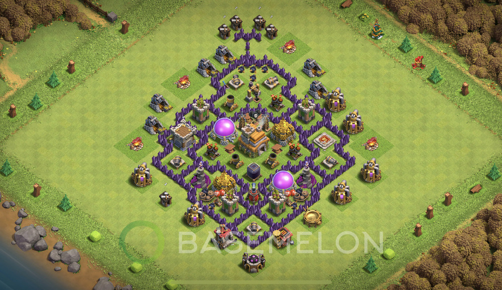 Town Hall Level 7 Farm Base Design 2025, Anti Everything, Hybrid, Layout #1343