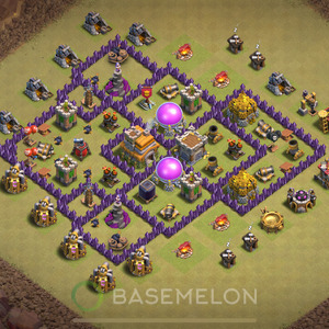Town Hall Level 7 War Base Design 2025, Anti 2 Stars, Hybrid, Layout #1367