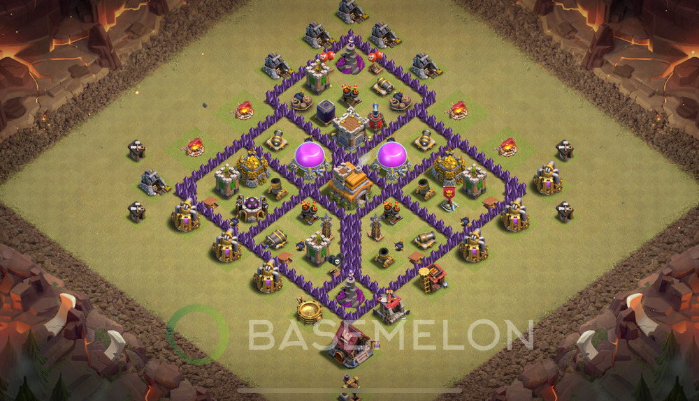 Town Hall Level 7 War Base Design 2025, Anti 2 Stars, Anti Everything, Layout #1516