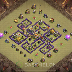 Town Hall Level 7 War Base Design 2025, Max Levels, Anti Air, Layout #1571