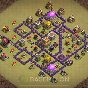 Town Hall Level 7 War Base Design 2025, Anti 3 Stars, Hybrid, Layout #1572