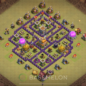 Town Hall Level 7 War Base Design 2025, Anti 2 Stars, Layout #1587