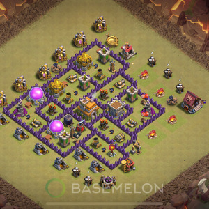 Town Hall Level 7 War Base Design 2025, Max Levels, Hybrid, Layout #1687