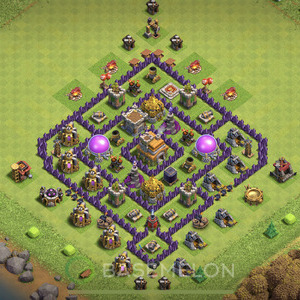 Town Hall Level 7 Trophy/Defense Base Design, Anti 3 Stars, Hybrid, Layout #169