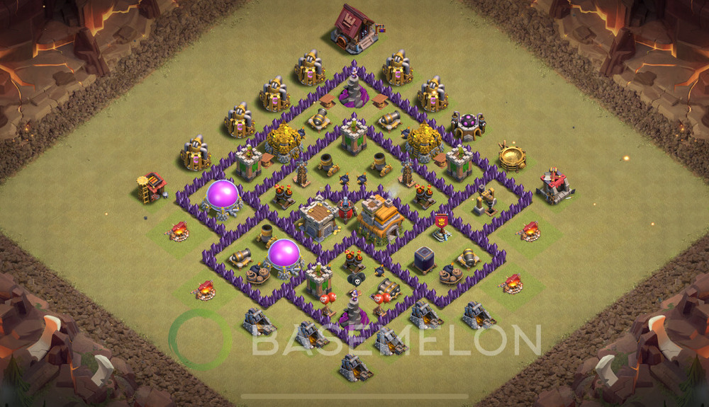 Town Hall Level 7 War Base Design 2025, Anti 2 Stars, Hybrid, Layout #1701