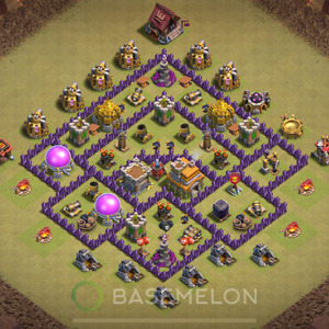 Town Hall Level 7 War Base Design 2025, Anti 2 Stars, Hybrid, Layout #1701
