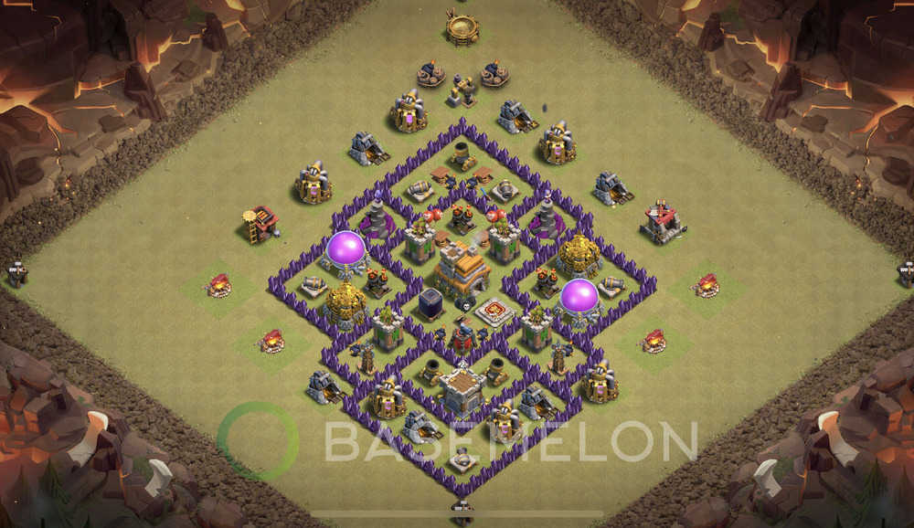 Town Hall Level 7 War Base Design 2025, Anti 3 Stars, Hybrid, Layout #1719