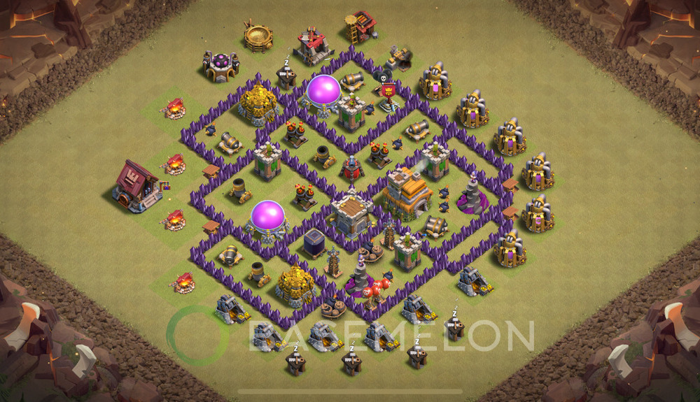 Aldea del Ayuntamiento Nivel 7 para Guerra, Anti 2 Estrellas, Híbrido Diseño 2025, #1737