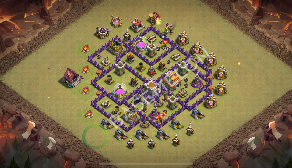 Town Hall Level 7 War Base Design 2025, Anti 2 Stars, Hybrid, Layout #1737