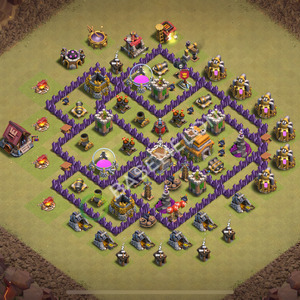 Town Hall Level 7 War Base Design 2025, Anti 2 Stars, Hybrid, Layout #1737