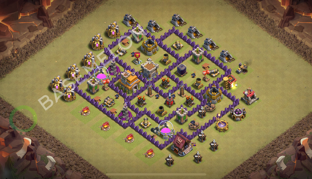 Town Hall Level 7 War Base Design 2025, Anti Air, Hybrid, Layout #1745
