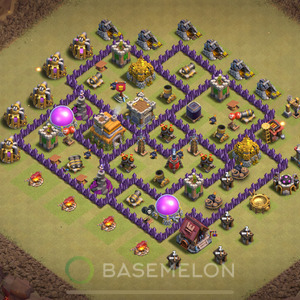 Town Hall Level 7 War Base Design 2025, Anti Air, Hybrid, Layout #1745