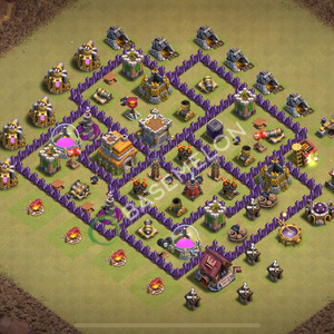 Town Hall Level 7 War Base Design 2025, Anti Air, Hybrid, Layout #1745