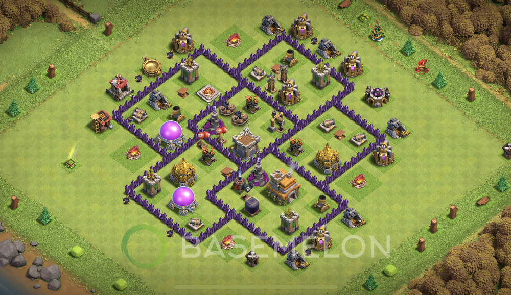 Town Hall Level 7 Trophy/Defense Base Design 2025, Anti Air, Hybrid, Layout #1748