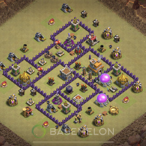 Town Hall Level 7 War Base Design 2025, Anti Everything, Layout #1810