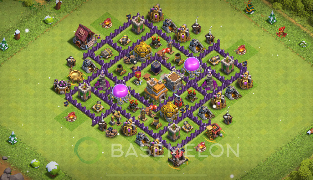 Town Hall Level 7 Trophy/Defense Base Design 2025, Anti 3 Stars, Hybrid, Layout #1818