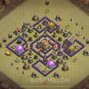 Town Hall Level 7 War Base Design 2025, Anti Air, Hybrid, Layout #1829