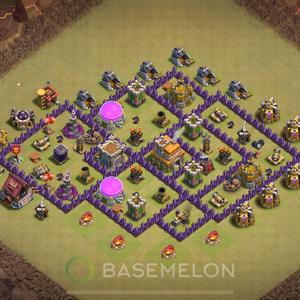 Town Hall Level 7 War Base Design 2025, Max Levels, Hybrid, Layout #1862