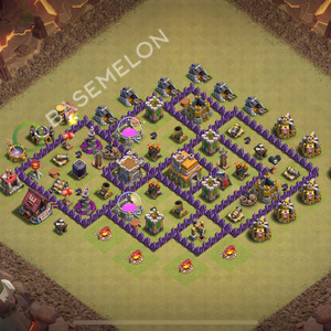 Town Hall Level 7 War Base Design 2025, Max Levels, Hybrid, Layout #1862