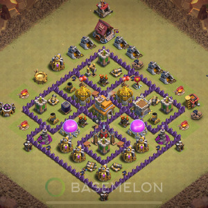 Town Hall Level 7 War Base Design 2025, Anti 3 Stars, Hybrid, Layout #1881
