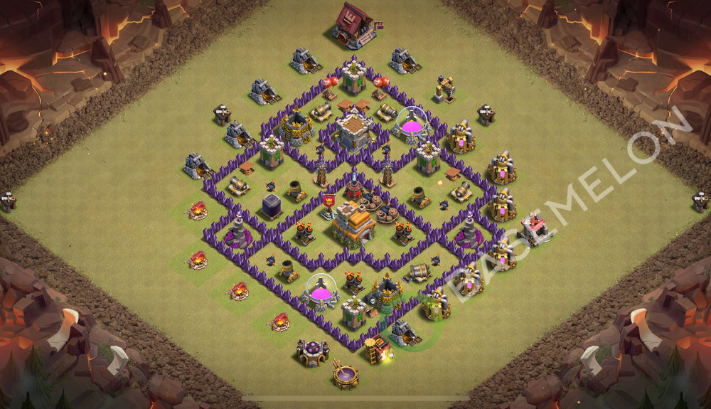 Town Hall Level 7 War Base Design 2025, Anti 2 Stars, Hybrid, Layout #1894