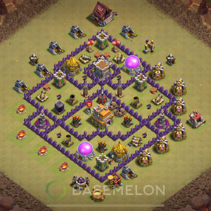 Town Hall Level 7 War Base Design 2025, Anti 2 Stars, Hybrid, Layout #1894