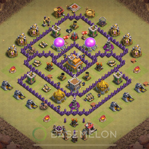 Town Hall Level 7 War Base Design 2025, Anti 2 Stars, Layout #1895