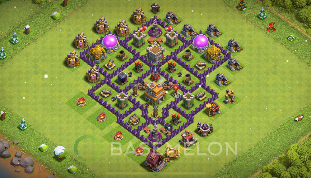 Town Hall Level 7 Trophy/Defense Base Design 2025, Anti 2 Stars, Layout #1899