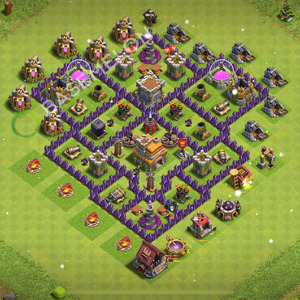 Town Hall Level 7 Trophy/Defense Base Design 2025, Anti 2 Stars, Layout #1899