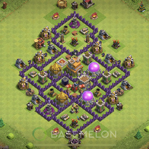 Town Hall Level 7 Trophy/Defense Base Design 2025, Anti 3 Stars, Hybrid, Layout #1901