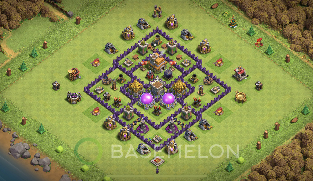 Town Hall Level 7 Farm Base Design 2025, Max Levels, Hybrid, Layout #1904