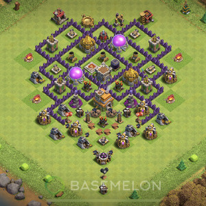 Town Hall Level 7 Trophy/Defense Base Design 2025, Anti 3 Stars, Hybrid, Layout #1908