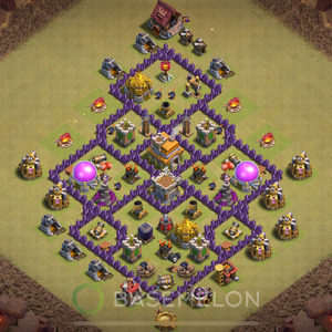Town Hall Level 7 War Base Design 2025, Anti Everything, Hybrid, Layout #1913