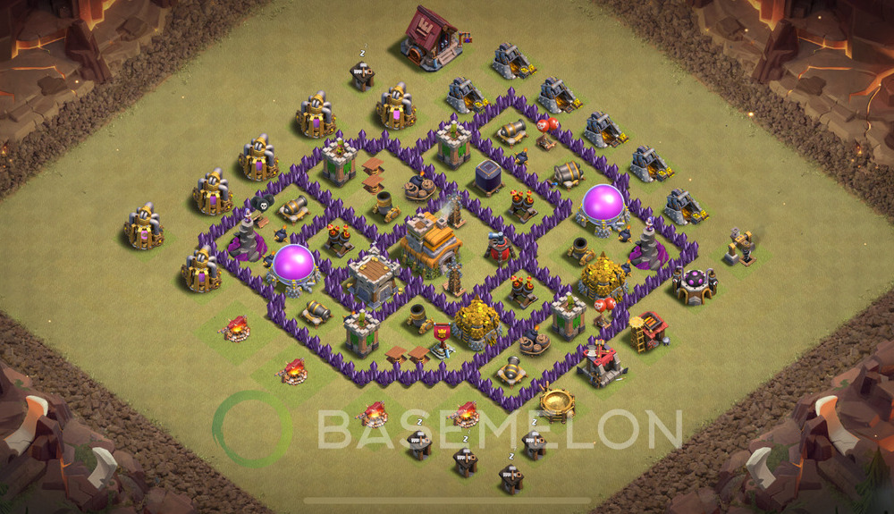Town Hall Level 7 War Base Design 2025, Anti 3 Stars, Layout #1927