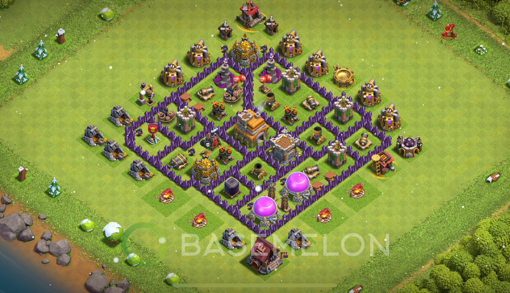Town Hall Level 7 Trophy/Defense Base Design 2025, Hybrid, Layout #2039
