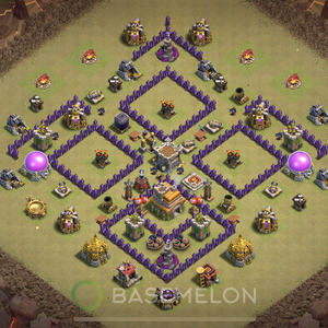 Town Hall Level 7 War Base Design 2025, Anti 3 Stars, Anti Air, Layout #2051
