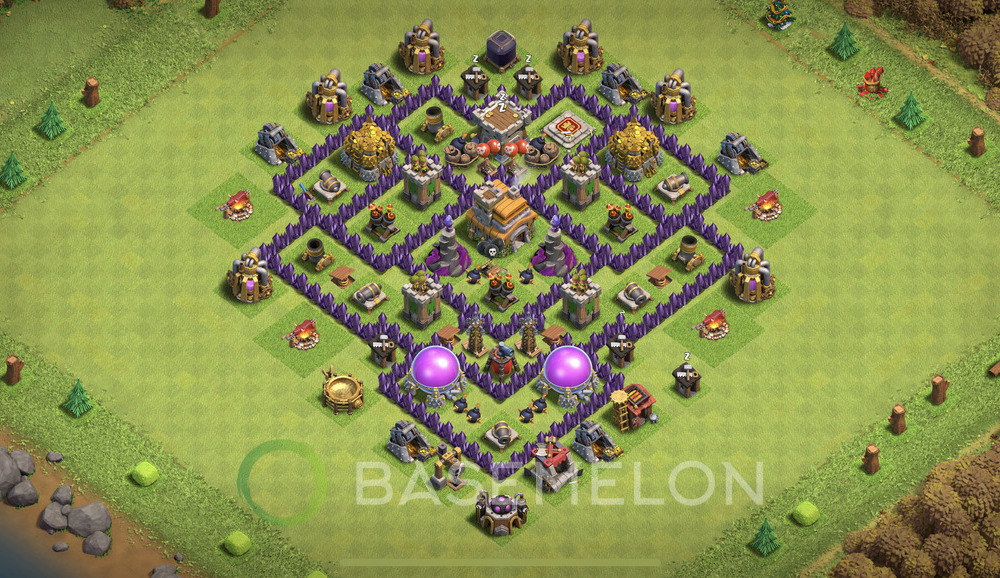 Rathaus Level 7 Verteidigung Base 2025, Anti 2 Sterne, Layout #2106