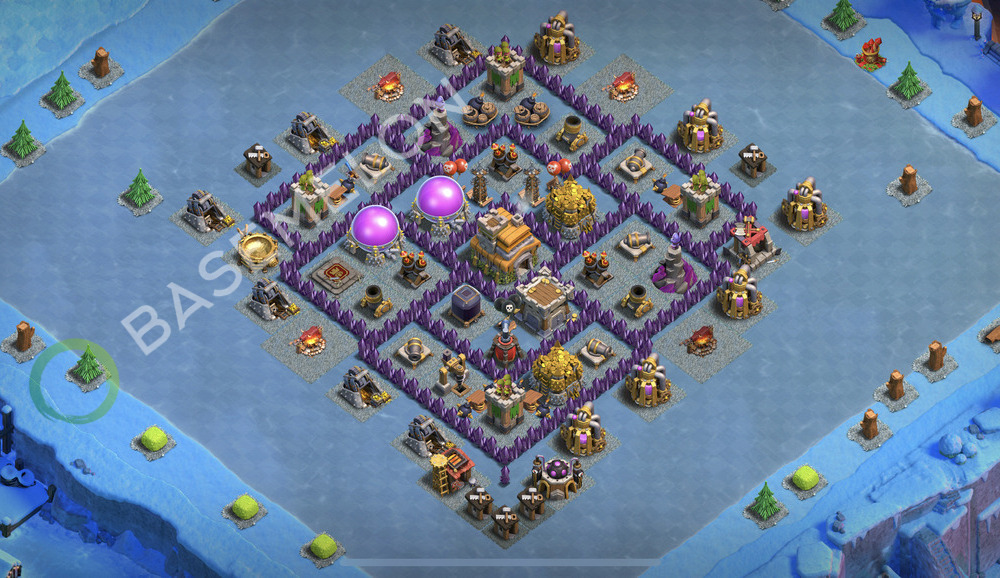 Town Hall Level 7 Trophy/Defense Base Design 2025, Anti 3 Stars, Anti Air, Layout #2372