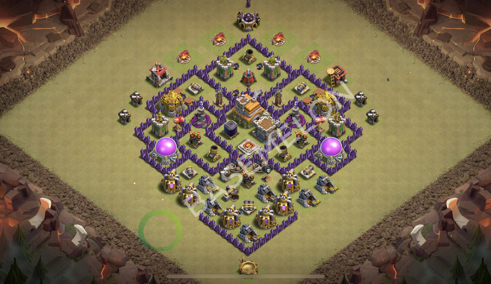Town Hall Level 7 War Base Design 2025, Anti 2 Stars, Hybrid, Layout #2394