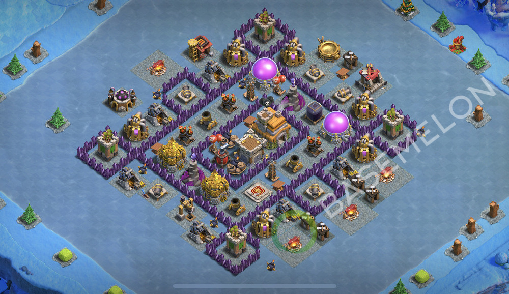 Town Hall Level 7 Farm Base Design 2025, Anti 2 Stars, Hybrid, Layout #2417
