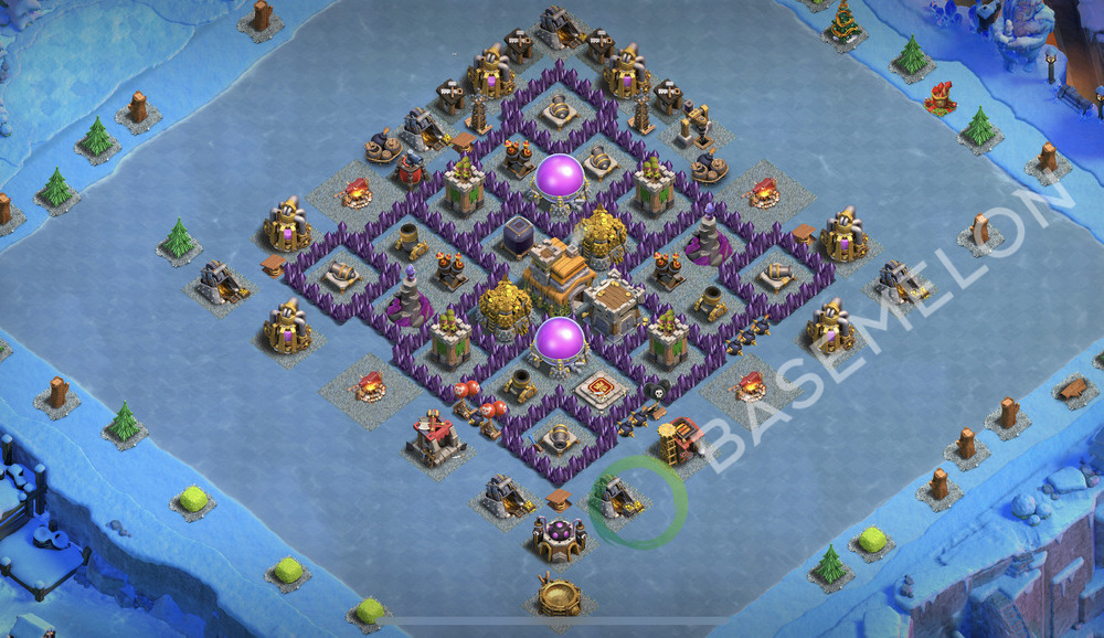Town Hall Level 7 Farm Base Design 2025, Anti 2 Stars, Hybrid, Layout #2433