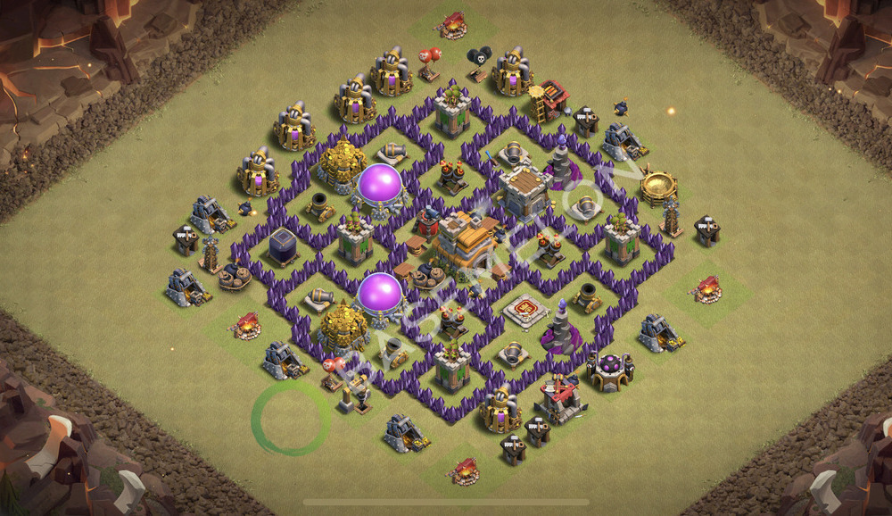 Town Hall Level 7 War Base Design 2026, Anti 2 Stars, Hybrid, Layout #2468