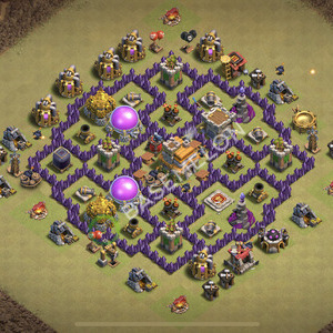 Town Hall Level 7 War Base Design 2026, Anti 2 Stars, Hybrid, Layout #2468