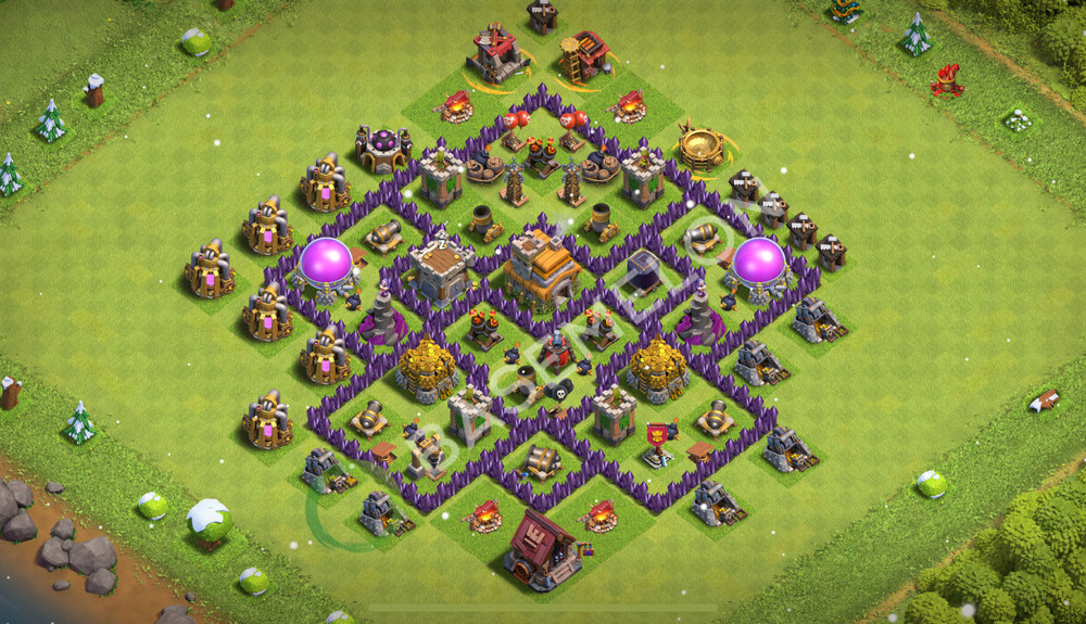 Town Hall Level 7 Trophy/Defense Base Design 2026, Anti 2 Stars, Layout #2479